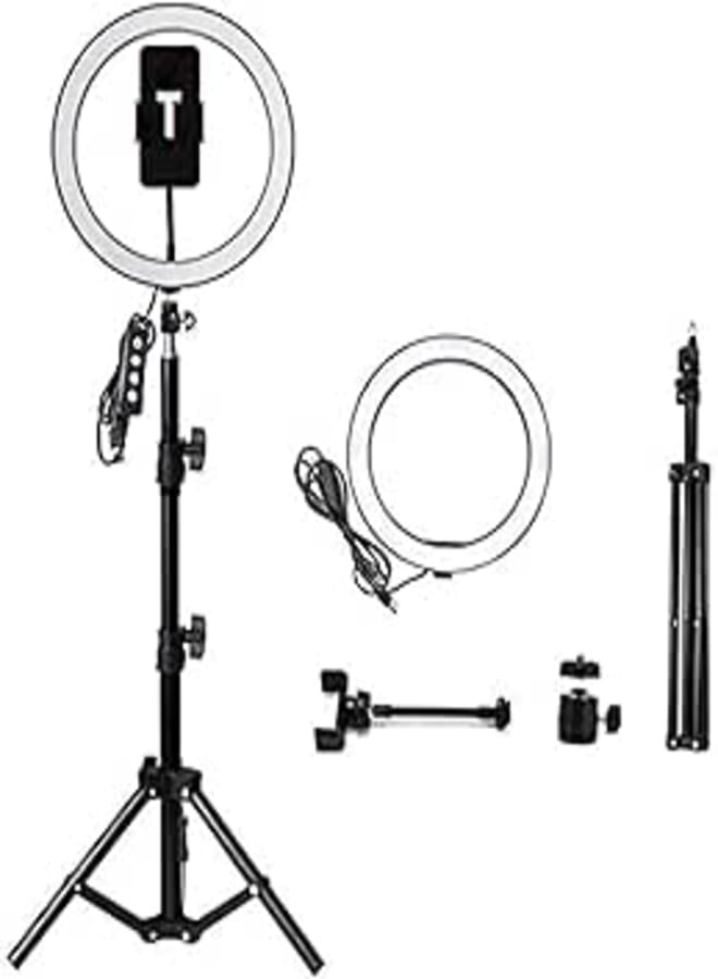 GLURAK Selfie Ring Light, 12 Inches LED Ring Light with Adjustable Tripod Stand and Phone Holder, 3 Light Modes and 10 Brightness Level for Live Stream, Makeup, YouTube, TikTok, Photography